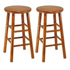 Click here to buy Winsome Wood Assembled 24-Inch Cherry Finish Kitchen Stools, Set of 2 by Winsome Wood.