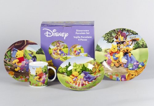 Dinico 7999465 - Winnie the Puuh Porzellan-Geschirrset 4-tlg.