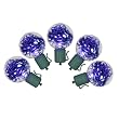 Set of 25 Cobalt Blue LED G40 Tinsel Christmas Lights - Green Wire
