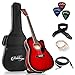 Ashthorpe Full-Size Cutaway Thinline Acoustic-Electric Guitar Package - Premium Tonewoods - Red