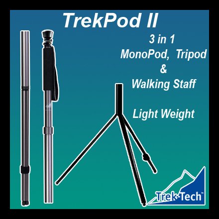 Trek-Tech TrekPod II, Multi-purpose Tripod System -Walking Staff, Monopod & Tripod, & MagMount Quick Release - With Heavy Duty Nylon Travel Case