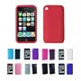 Apple iPhone 3G 3Gs 8GB 16GB 32GB Textured Silicone Skin Case Cover + Free Screen Protector, Red, One Size