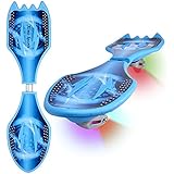 Junior Caster Board in Blue Color, with Illuminating Wheels for More Excitement, Fun and Visibility, High Quality, Durable Wave Board, Unconditional 60-Day Money Back Guarantee, Xino Sports Twistboard