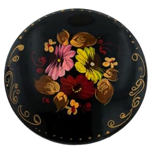 Hand-Painted Wood Stainless Steel Flowers Brooch