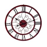 Red Open Wall Clock with Roman Numerals