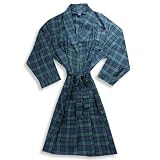 Pleetway - Mens Big And Tall Flannel Plaid Robe, Green, Navy