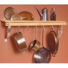 JK Adams PRW-01 Wall Mount Pot Rack With Shelf 36x11 [Kitchen]