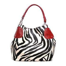 Hot New Black Large Zebra Print Faux Leather Satchel Bag Handbag Purse Tote (2 Colors)