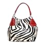 Zebra Large Designer Inspired Animal Print Handbag Purse, Red