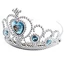 Disney Frozen Crown Tiara and Wand Set - Silver with Blue Elsa and Anna Heart Jewel