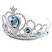 Disney Frozen Crown Tiara and Wand Set - Silver with Blue Elsa and Anna Heart Jewel