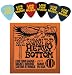 Ernie Ball 2215 Skinny Top Heavy Bottom Slinky Electric Guitar Strings w/ Bonus 6 Pack of LIVE FOR MUSIC Celluloid Picks - Medium