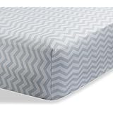 Crib Sheet for Baby / Infant Deep Fitted Soft Jersey Knit by Abstract (28" x 52" (STANDARD CRIB), Zigzag Grey)