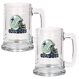 Dallas Cowboys NFL 2pc 15oz Glass Tankard Set- Helmet Logo