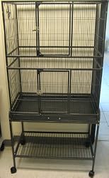 New Large Wrought Iron 3 Levels Ferret Chinchilla Sugar Glider Cage 30"Length x 18"Depth x 62"Height W/Stand on Wheels *Black Vein*