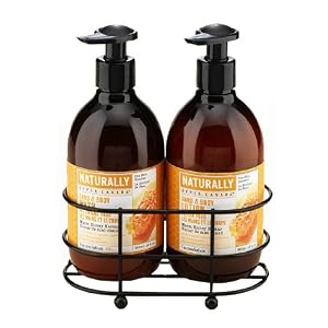 Upper Canada Soap & Candle Naturally Caddy Gift Set with Hand and Body Wash and Lotion, Warm Honey Nectar