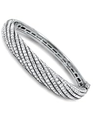 5.75ct Round Diamond Bangle Bracelet 14k White Gold