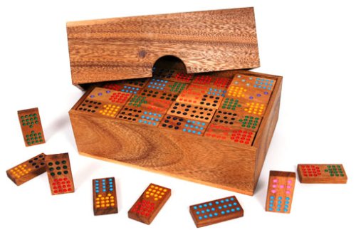 Domino Doppel 15 aus Holz – 136 Spielsteine im Holzkasten [Spielzeug]