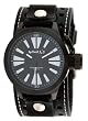 Nemesis #STH064W Men's Black IP Alien Dial Wide Leather Cuff Band Watch