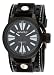 Nemesis #STH064W Men's Black IP Alien Dial Wide Leather Cuff Band Watch