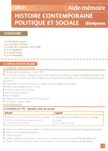 Histoire contemporaine politique et sociale