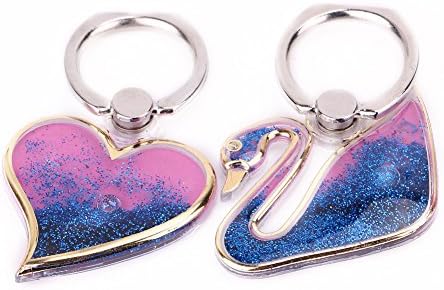 Boytond Bling Liquid Glitter Quicksand 360 Degree Foldable Ring Stand Buckle Anti-theft Clasp Mobile Phone Holder for all phone blue