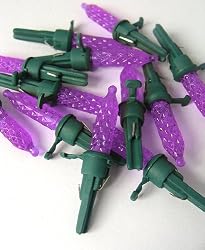 Pack of 12 Purple LED M5 Mini Replacement Christmas Light Bulbs - Green Husk