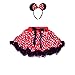Girl's Polka Dot 2 Layers Tutu with Ruffle Trim & Headband Set (Large-RB) Red