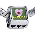 Gold Grandparent Theme Grandma Photo Heart European Charm Bead Bracelets - Pandora & Bracelet Compatible