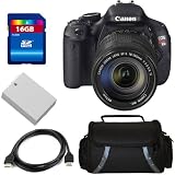 Canon T3i 18 MP CMOS Digital SLR Camera and DIGIC 4 Imaging with EF-S 18-135mm IS f/3.5-5.6 Standard Zoom Lens + 16GB SDHC Memory + Canon LP-E8 Equivalent Replacement Battery (Generic) + Deluxe Case + HDMI Cable