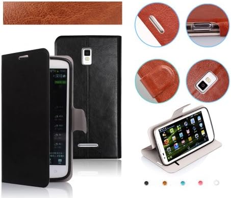 Lanzero Lenovo K900 Snap-on Thin Side Flip(Stand/Id Card Slot/magnetic Closure) Premium Pu Synthetic Leather Cover Case with FREE Ultimate Clear Plus Screen Protector For Lenovo K900 (Black)