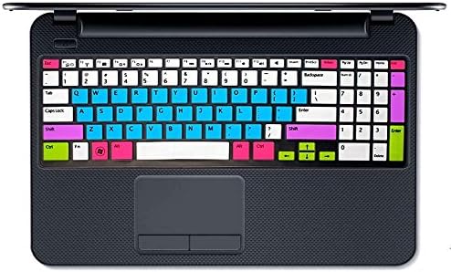 Coverome silicone Laptop Keyboard Cover Skin Protector for Dell Inspiron New 15R N5110 M5110 M511R Us Layout - Semi White&Aquamarine