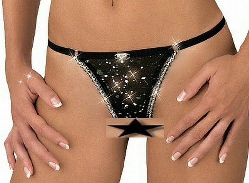 Eros Veneziani String Tanga ouvert, No 2595, schwarz, Medium-Large