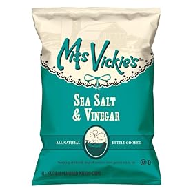 Miss Vickie's Kettle Cooked Potato Chips, Sea Salt & Vinegar, 1.375-Ounce Large Single Serve Bags (Pack of 64)