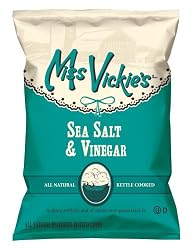 Miss Vickie's Kettle Cooked Potato Chips, Sea Salt & Vinegar, 1.375-Ounce Large Single Serve Bags (Pack of 64)