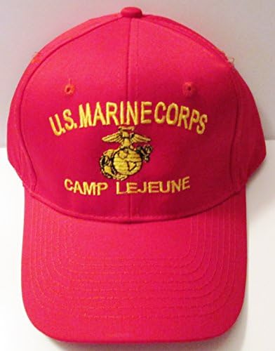 CAMP LEJUNE* U.S. MARINE CORPS * " EMBROIDERED RED EMBLEM Ball Cap/ Hat
