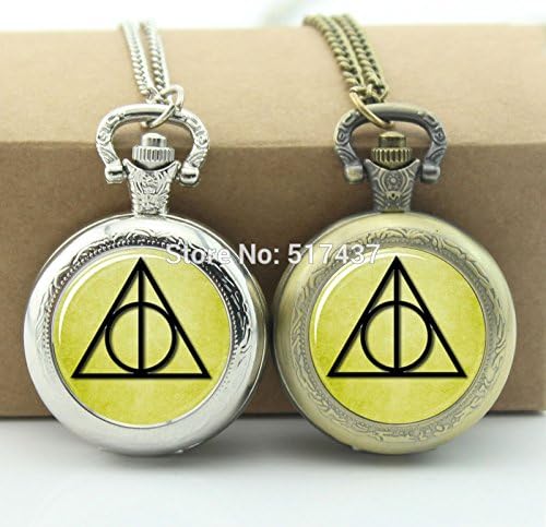 Pretty Lee Deathly Hallows Pocket Watch Harry Potter Jewelry Locket Necklace Vintage Bronze Pocket Watch Necklace