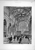 1872 の都市図書館のギルド会議所の内部の建物の古い印刷物 図書館