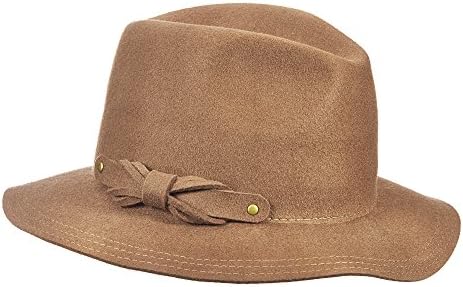 NEW CALLANAN SAFARI WOOL FELT 3 INCH BRIM SELF SMART BOW RAW EDGE (LV350) (PECAN)