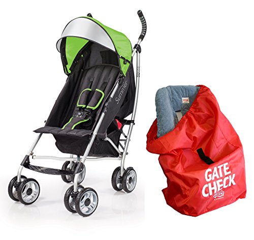 Summer Infant 3D Lite Convenience Stroller with Gate Check Bag for Car Seats, Green
