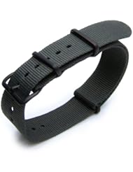 Nato 20mm Heat Sealed Nylon Watch Strap, 316L IP Black Buckle - Gray-green