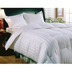 Damask Stripe Siberian White Down Comforter, 600-Th
