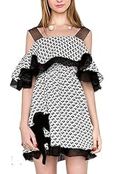 Chiffon Backless Off the Shoulder Floral Print Party Dress 