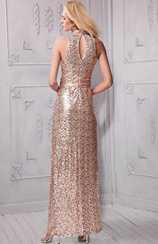 Dazzling Deep-v Halter Metallic Full-length Sequins Gown
