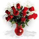 Valentine's Roses in Red Vase
