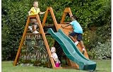 from Plum Products Plum Climbing Pyramid Wooden Climbing Frame Outdoor Play Centre with Play Den and Slide