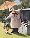 IMAGE OF Barbecue Chef with Dog PREMIUM GRADE Rolled CANVAS Art Print T.C. Chiu 8x10