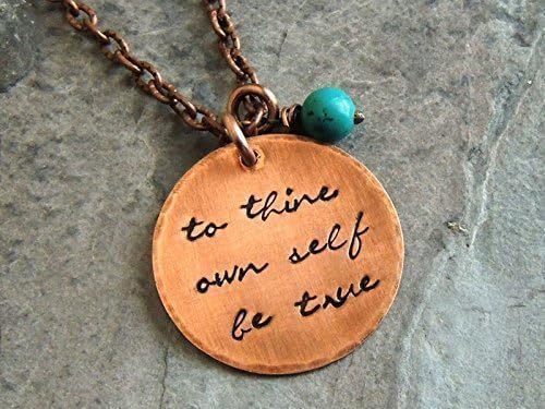 To Thine Own Self Be True Copper Round Pendant Necklace
