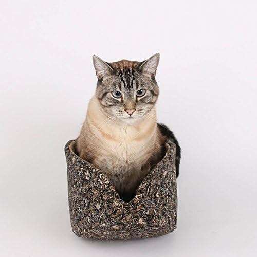 The Cat Canoe Modern Cat Bed Brown and Black Batik