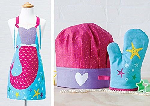 Chef Set for Kids - Apron, Chef Hat, Oven Mitt, Cookie Cutter (Stella Mermaid) by Cubby House Kids